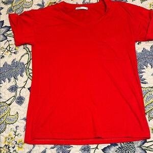 Vibrant Red V-Neck Women's Top